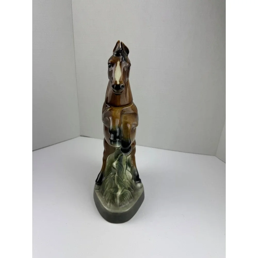 Vintage 1962 Jim Beam Brown Stallion Rearing Horse Bourbon Decanter Equestrian